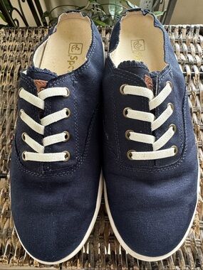 Spenco Santa Rosa slip-on canvas shoes navy blue  orthotic arch women’s size 9